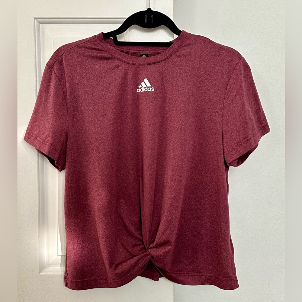 Adidas Size Large Red Maroon Athletic Tee Shirt